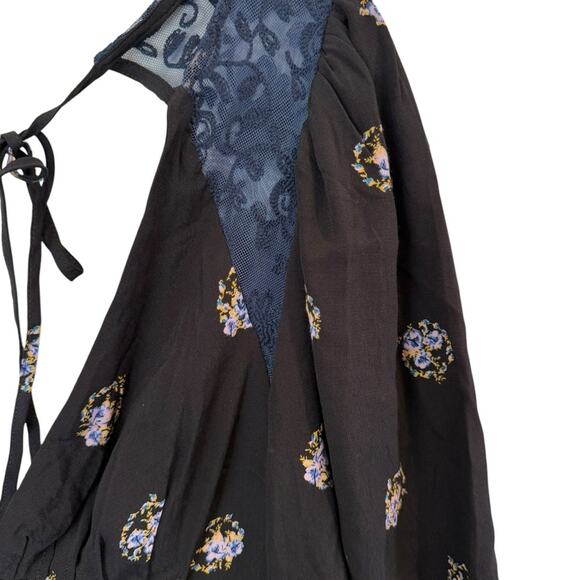 Free People Mockingbird Mesh Inset Deep V-neck Mini Dress Women's Size 2 - Picture 4 of 9